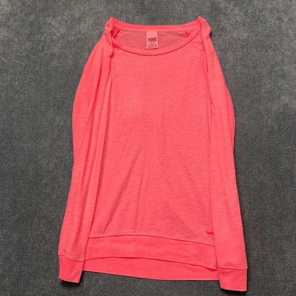 Victoria's Secret Tops - Victoria's Secret PINK Long Sleeve Shirt Womens XS Neon Pink Logo Pullover